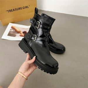 Thick Sole Short Boots Women British Retro Chelsea Boots 2025 New Fashion Martin Boots Chunky Heel Slim Fit Boots